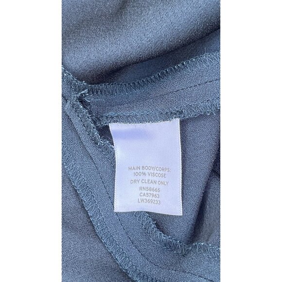 Lewit Women Green Scarab Mock Neck Back Tie Elbow Sleeve Rippling Dress Size 10 - Picture 10 of 16